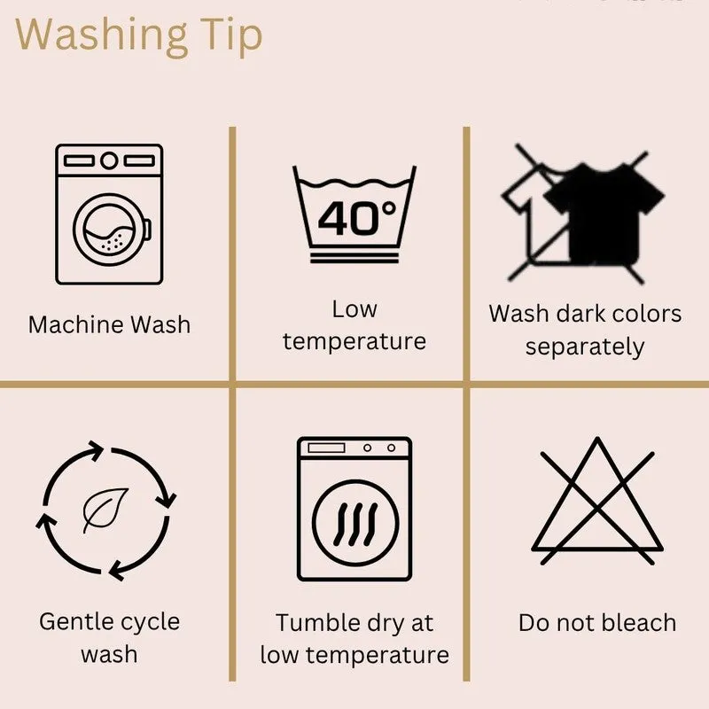 Wash care instruction graphic for the bedsheet