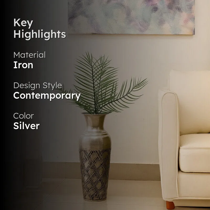 Ornique Iron Floor Vase - Silver media 2