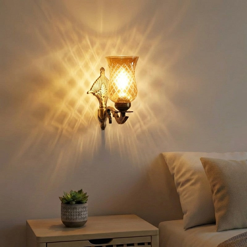 Honey Glow Floral Antique Glass Wall Lamp