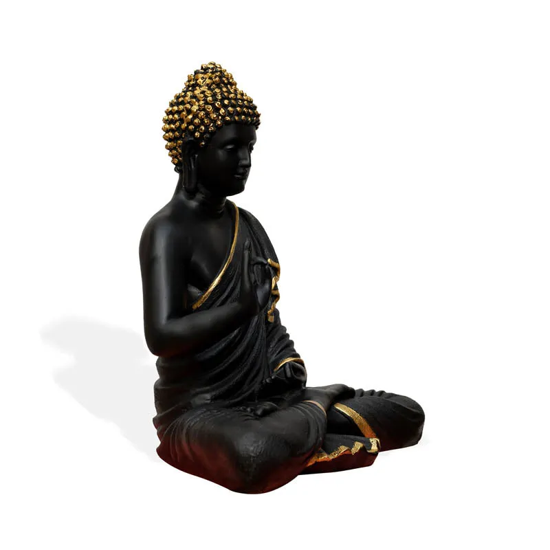 Buddha Charitha Showpiece - Black & Gold media 5