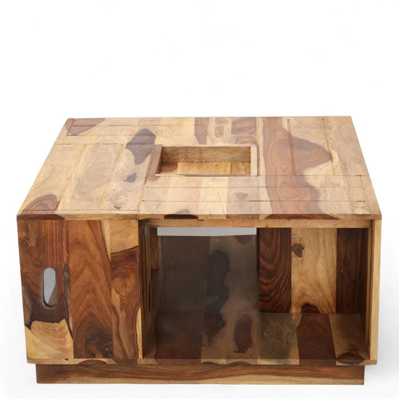 Uervon Sheesham Wooden Center Table - Brown media 4