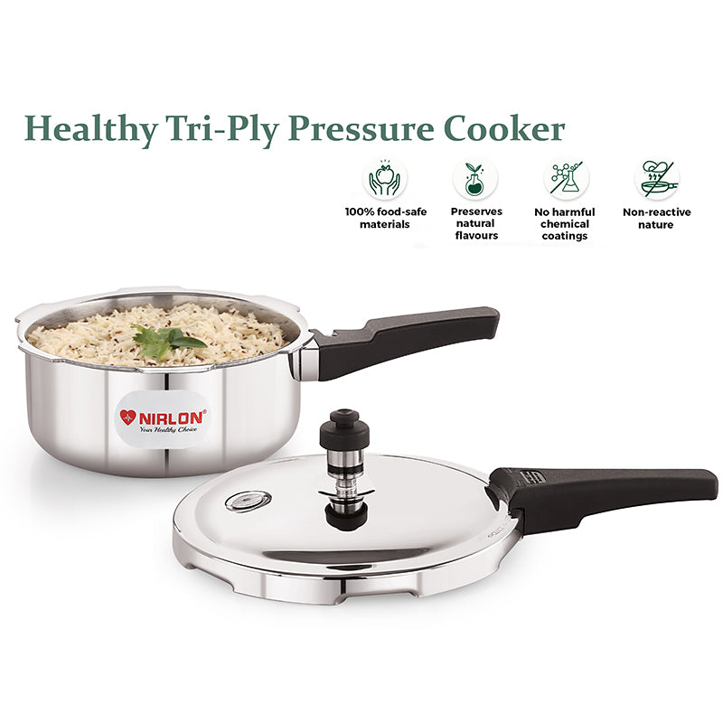 Nirlon Silver Steel Pressure Cooker - 2000 mL/ 9 Inches image 5