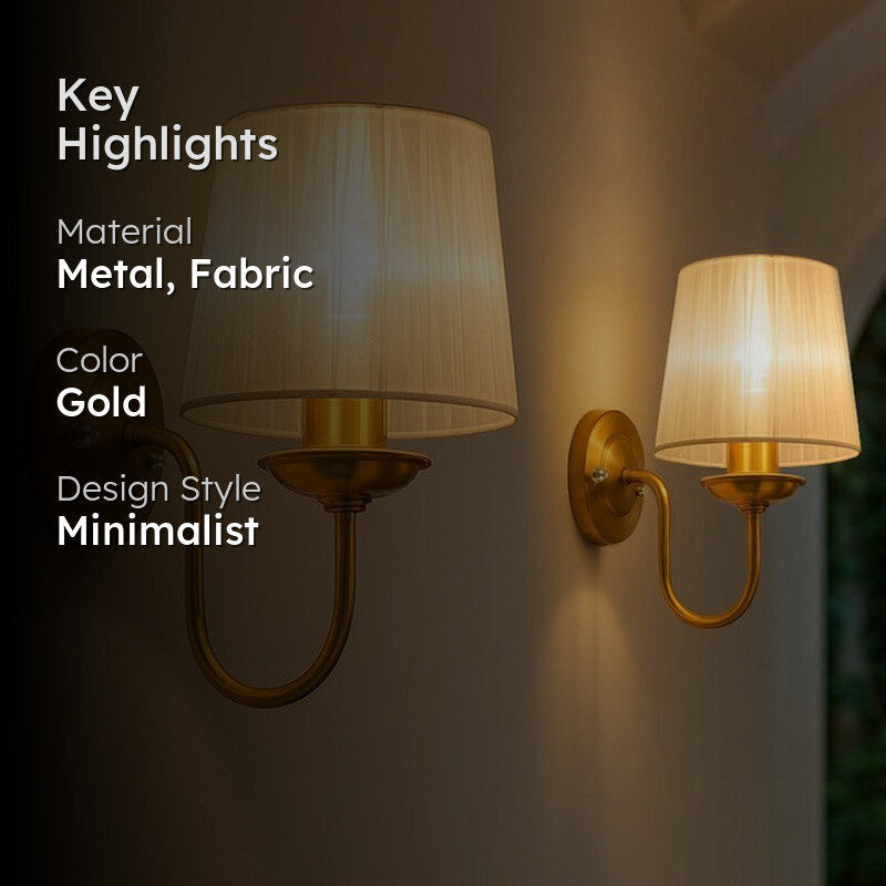 Pleat Carva Metal Wall Lamp (Gold) - Set Of Two media 2