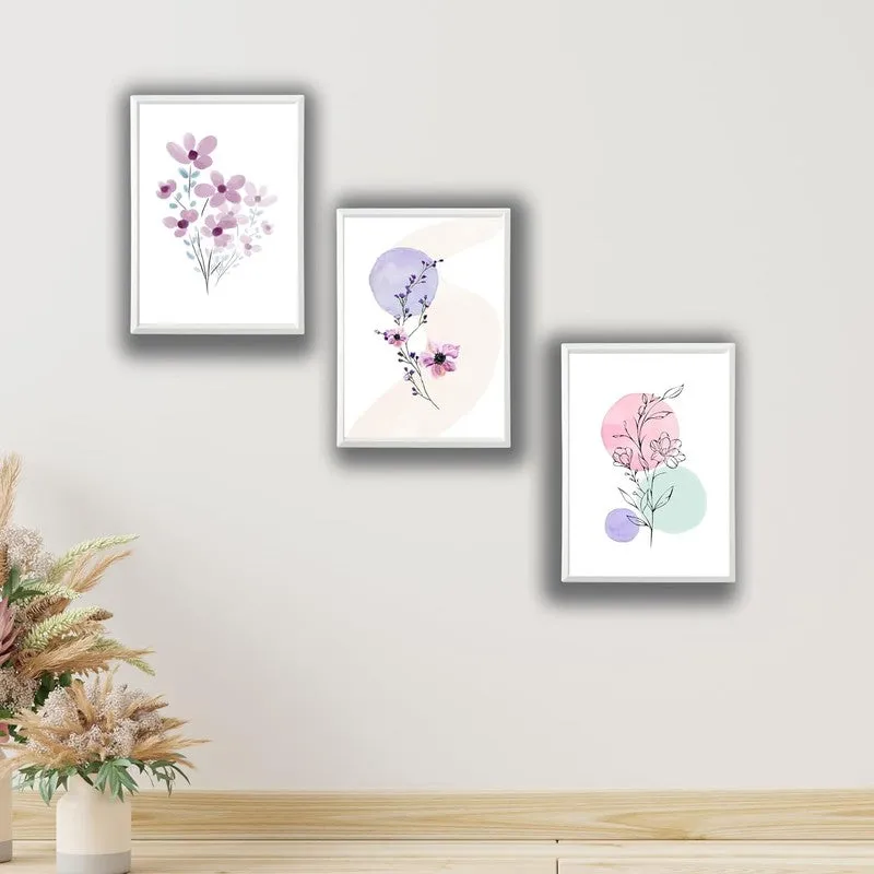 Dreamy Florals Paper Wall Painting With Frame - White media 3