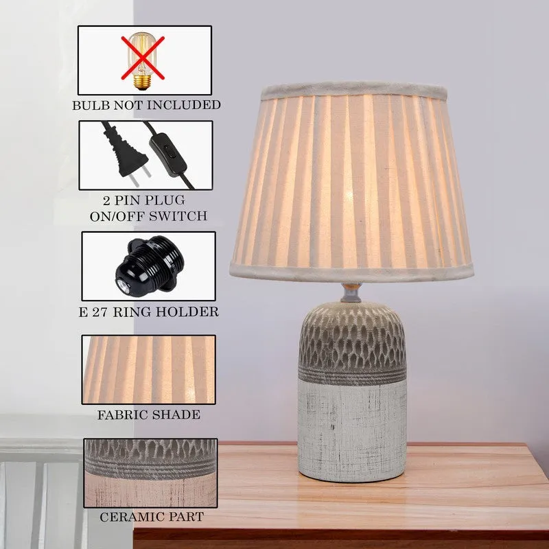 PrismEdge Ceramic Table Lamp with Fabric Shade - White media 6