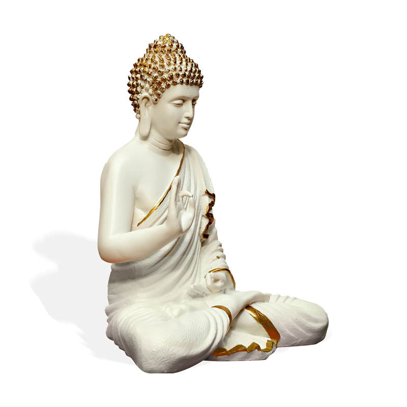 Buddha Charitha Showpiece - White & Gold media 5