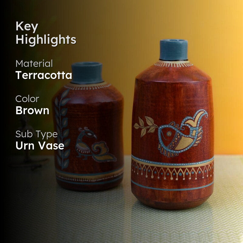 Vritra Tribal Terracotta Vase - Set Of Two media 2