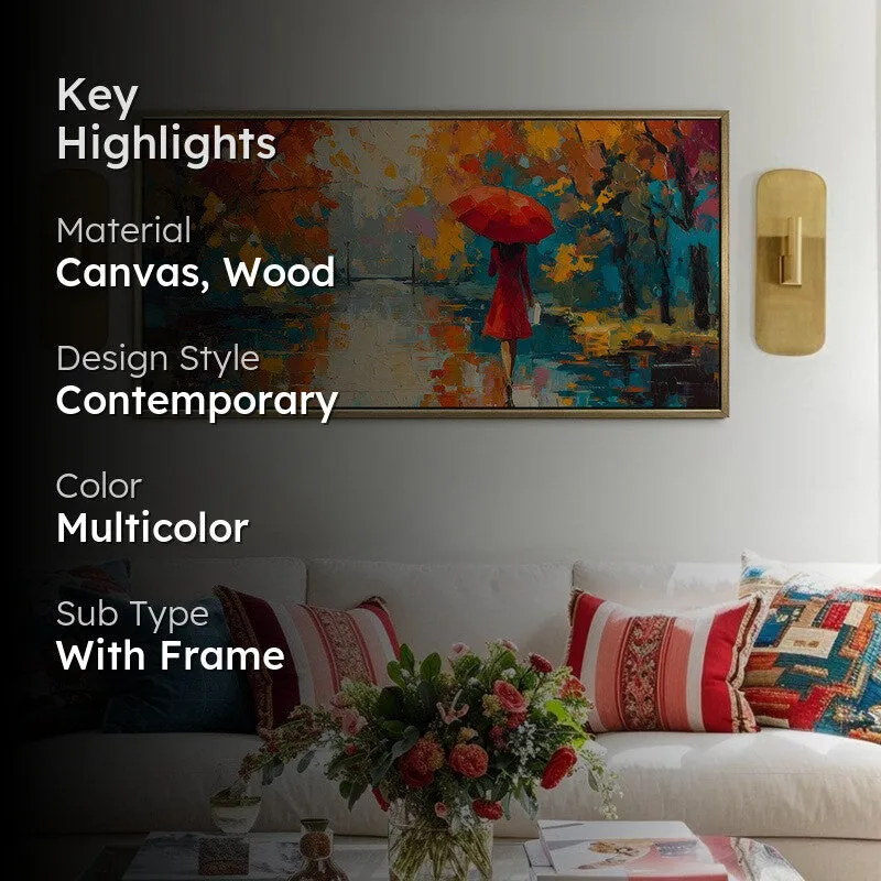 Rainlit Path Canvas Wall Painting With Frame media 2