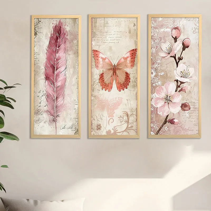 Butterflies Of Avalon Wall Painting With Frame - Set of Three media 1