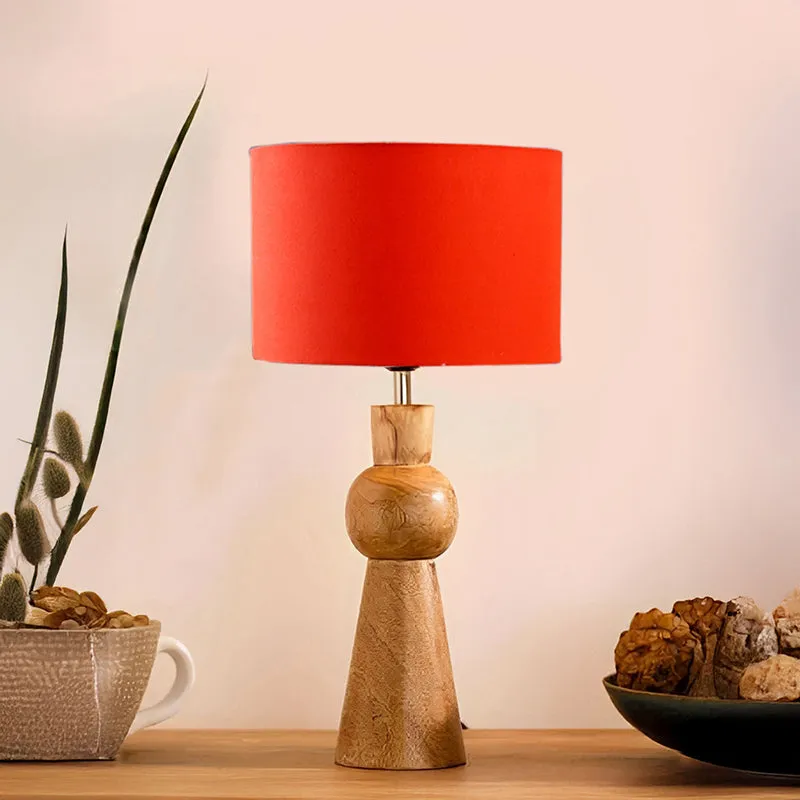 Angler Wooden Table Lamp - Orange,Brown media 2