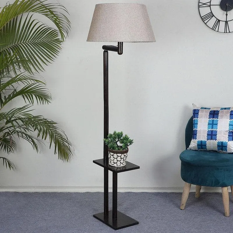 Eartha Enya Wooden Floor Lamp With Shelf media 3