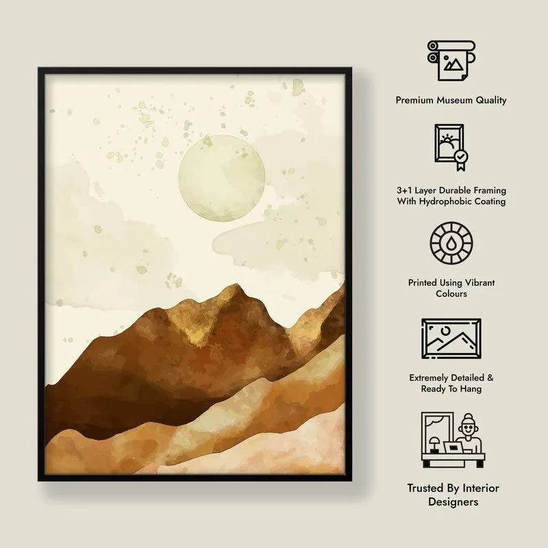 Moonlit Desert Peaks Archival Paper Wall Art With Frame media 8