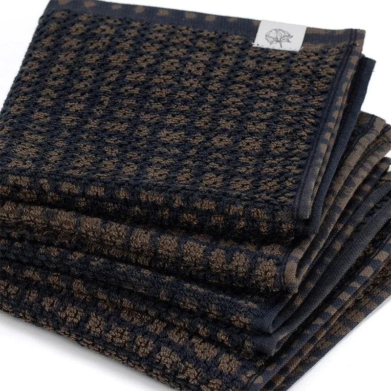 Madras Terry Cotton Face Towel (Dark Wood) - Set Of Four media 3