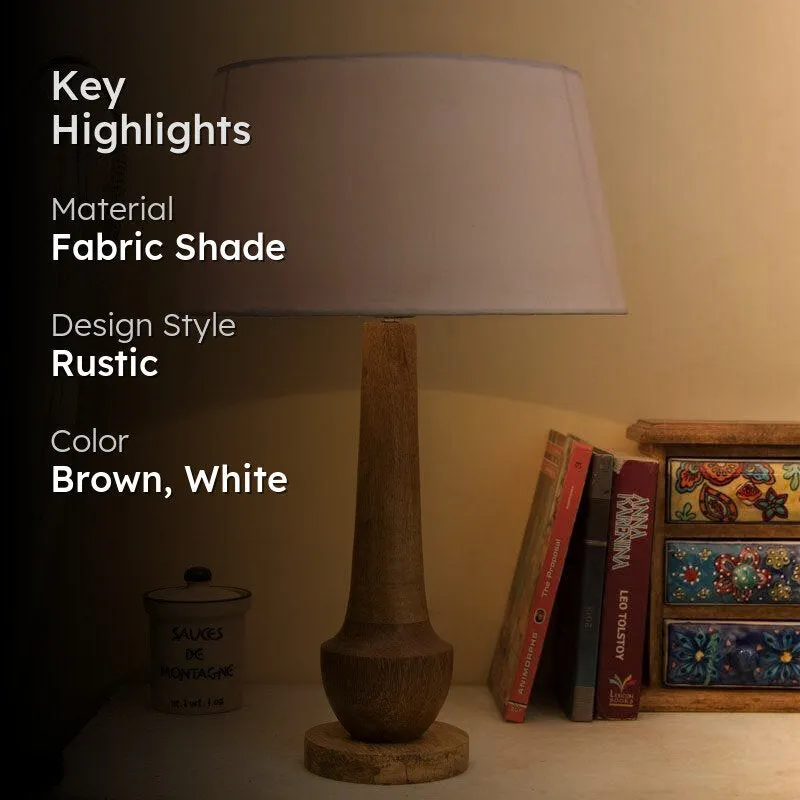 Classic Cubist Fabric Table Lamp With Drum Shade - Brown,White media 2