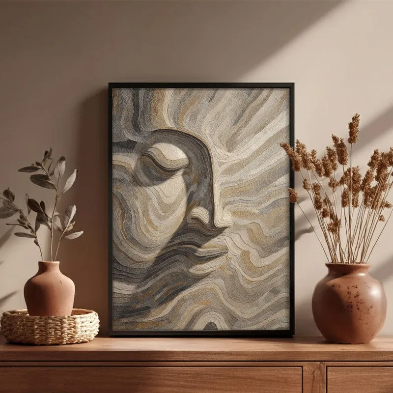 Flowing Buddha Tranquility Wall Painting With Black Frame media 6