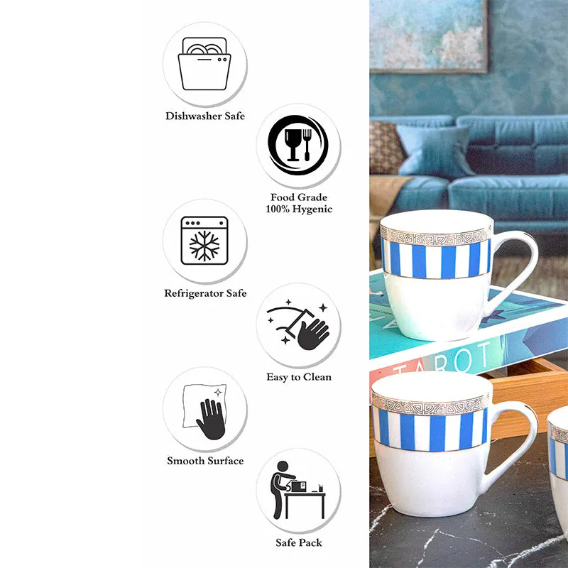 Sonaki Mida Stripe Bone China Tea Cup (180 mL Each) - Set Of Six media 3