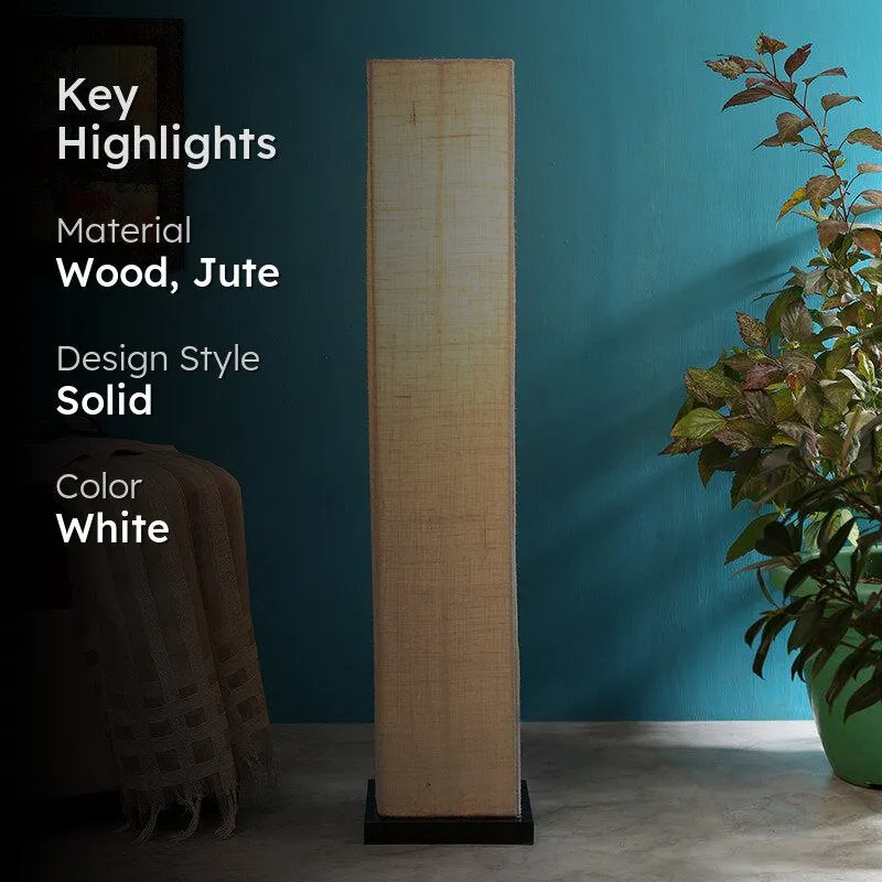 Ruya Wooden Tower Floor Lamp With Jute Shade - White media 2