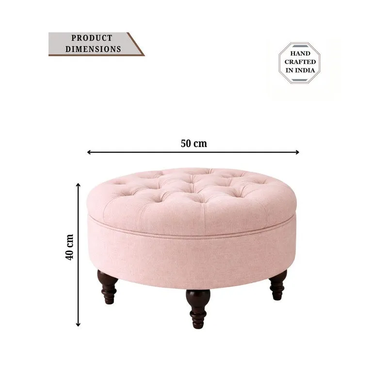 PetalCove Teak Wood Ottomans & Pouffe -Pink media 7