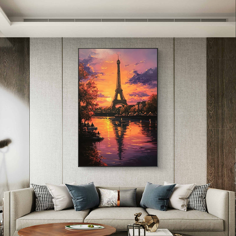 Eiffel Sunsets Wall Painting