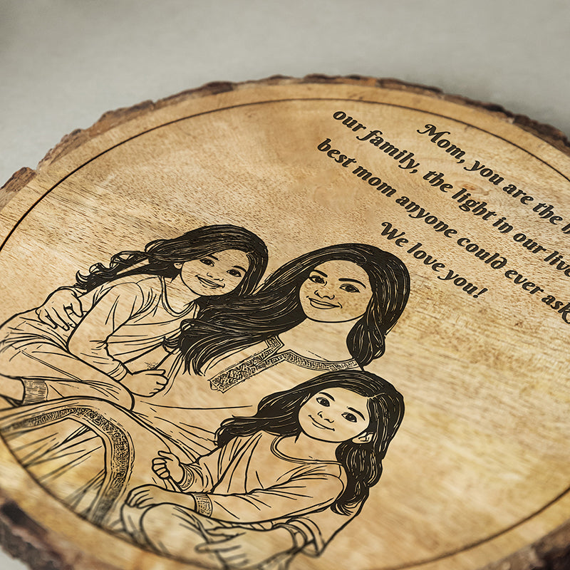 Mother Is The Heart Of Family Wood Showpiece - Round media 4