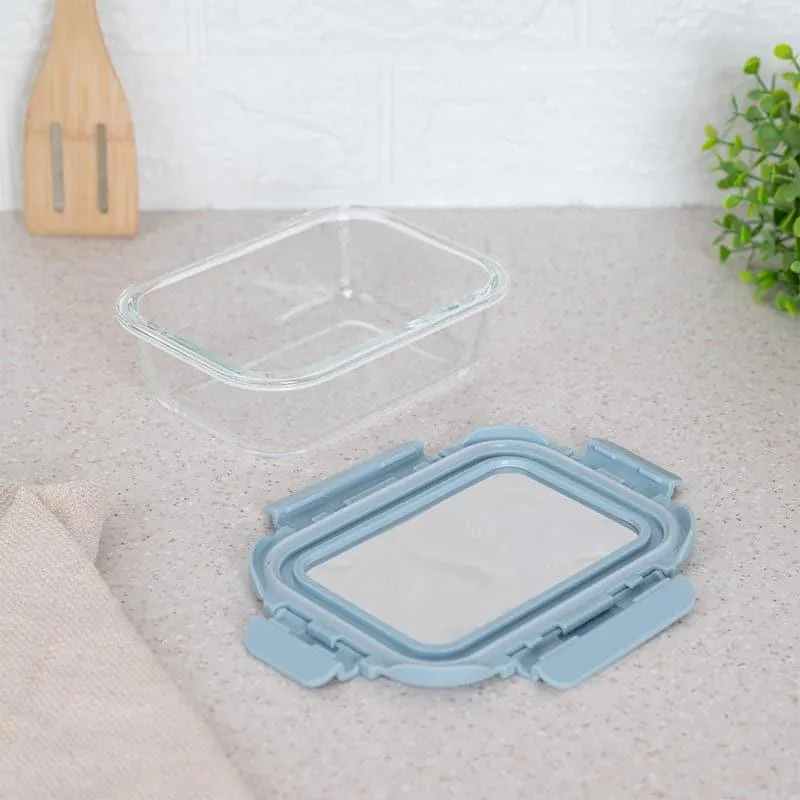 Boro Glass Lunch Box With Steel Lid (Grey) - 640 ML media 4