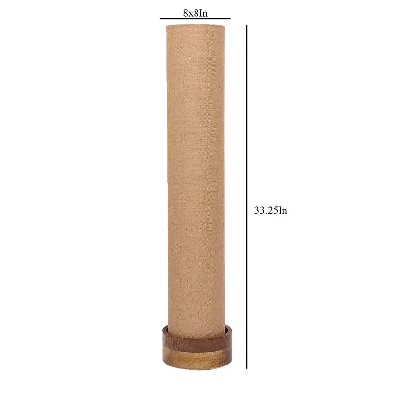 Miza Wooden Tower Floor Lamp With Jute Shade - Beige media 5