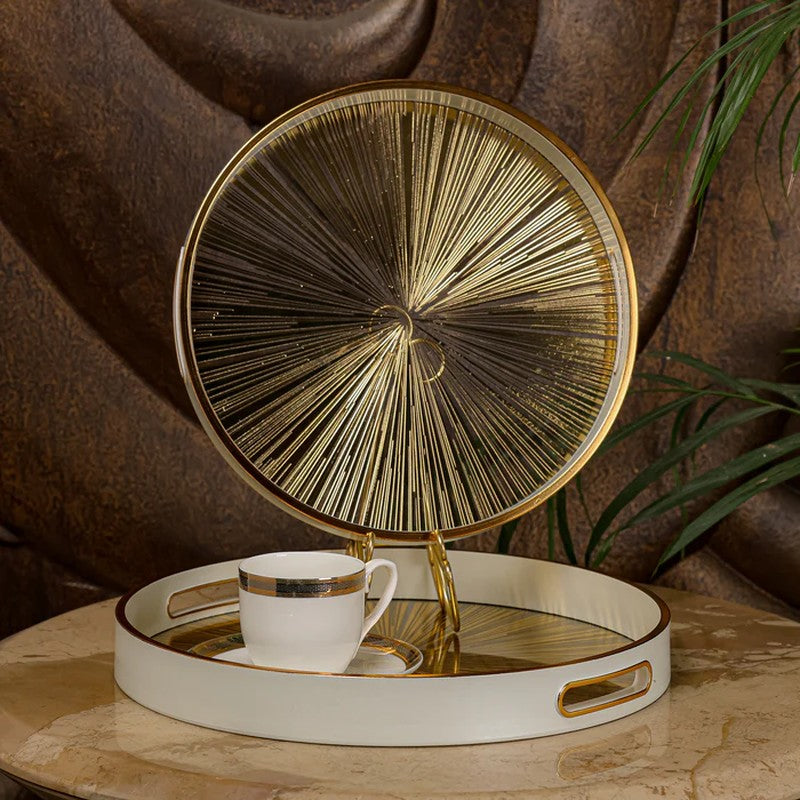 Luxe Host (Wood,Glass) Serving Tray - Set of Two