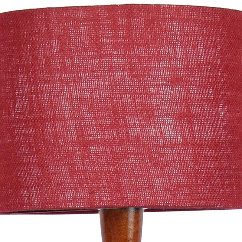 Masiya Vintage Wooden Floor Lamp With Jute Shade - Maroon media 5