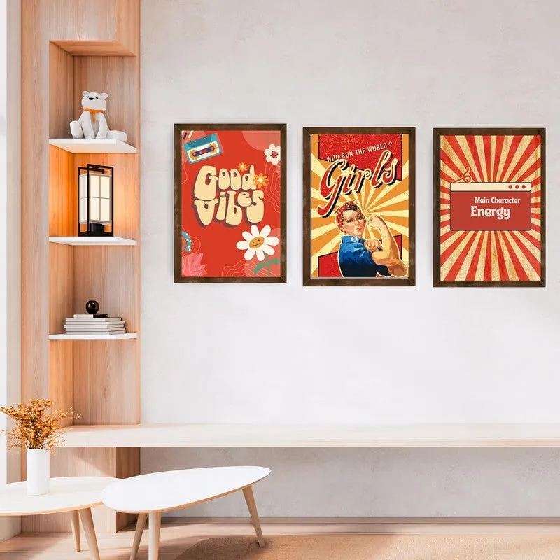 Retro Boost Paper Wall Painting With Frame - Brown media 4