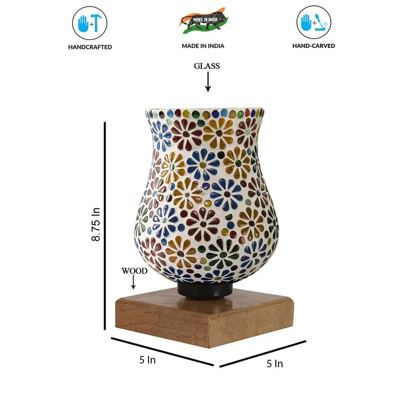 Miraira Mosaic Glass Table Lamp With Wooden Base - Multicolor media 9