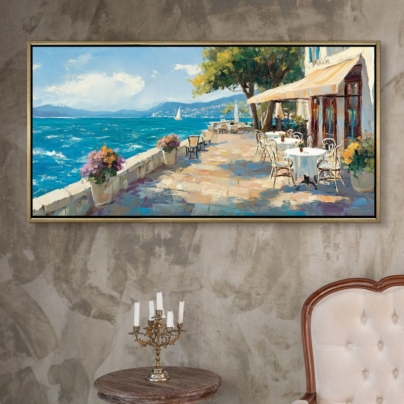 Mediterranean Morning Canvas Wall Painting With Frame