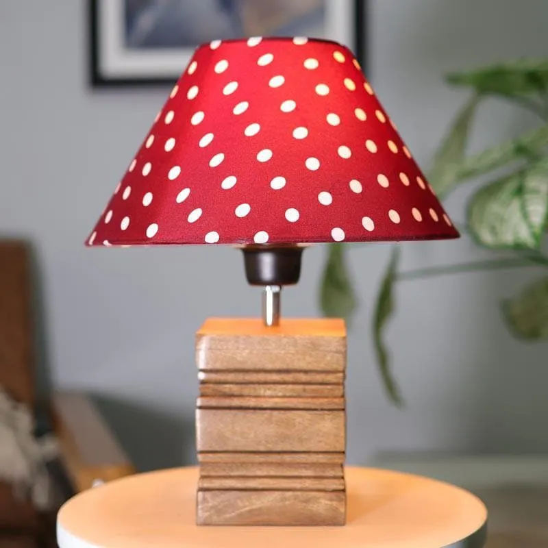 Pop Dot Cube Fabric Table Lamp - Red,Brown media 1