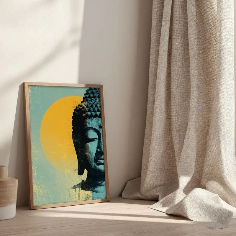 Buddha In Golden Aura III Archival Paper Wall Painting With Brown Frame media 3