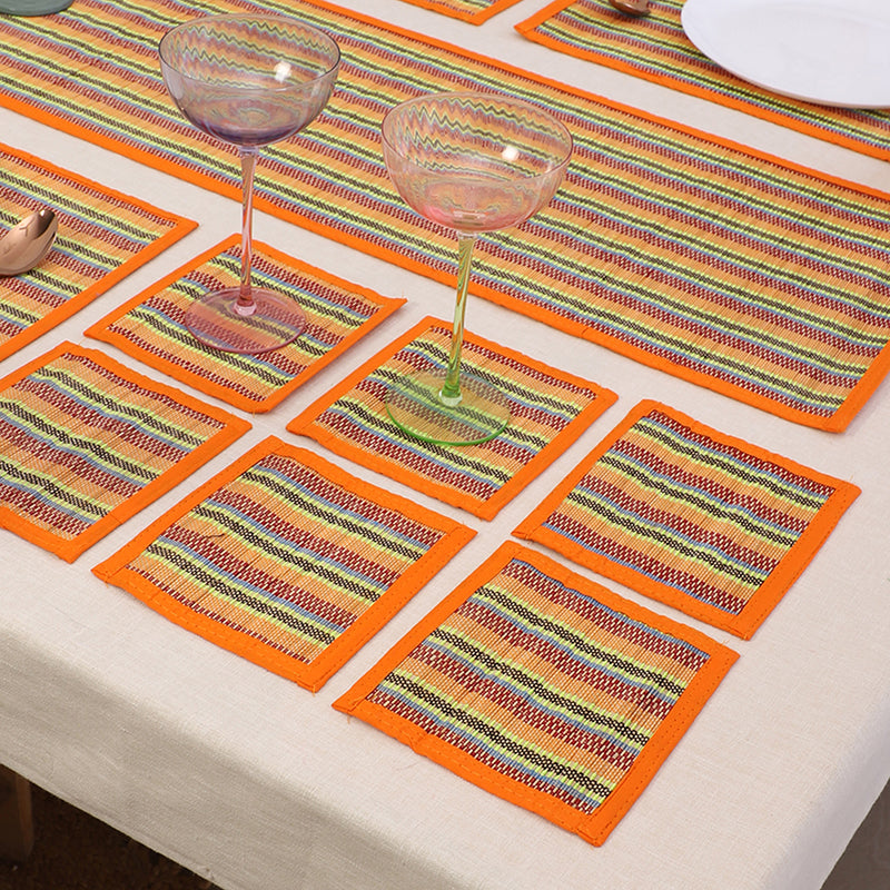 Chequered Zen Bamboo Kitchen Linen Set (Orange) - Thirteen Piece Set media 3