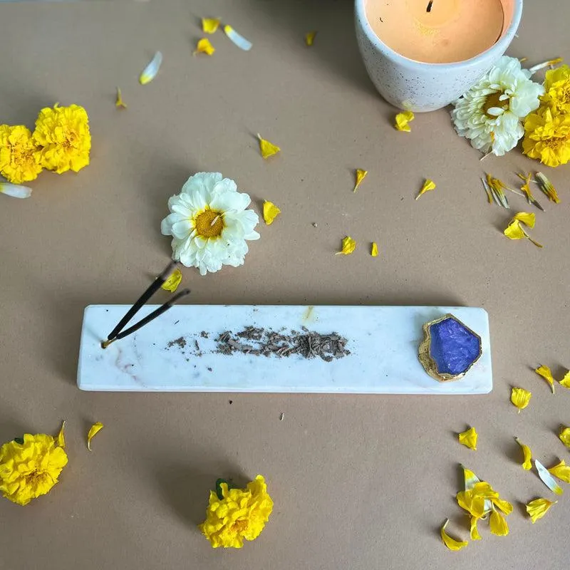 Nima Marble Incense Holder With Agate Plating - Blue media 4