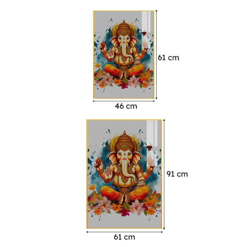 Cosmic Ganesha Spiritual Canvas Wall Art With Frame - Gold media 8