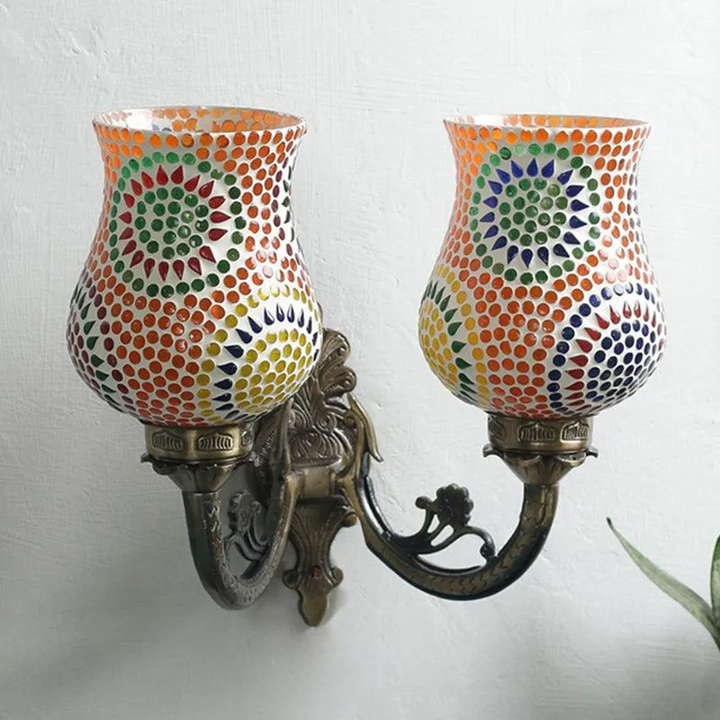 Riva Twinner Mosaic Glass & Metal Wall Lamp media 3