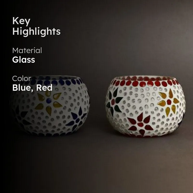 Jana Mosaic Glass Tealight Candle Holder - Set Of Two media 2