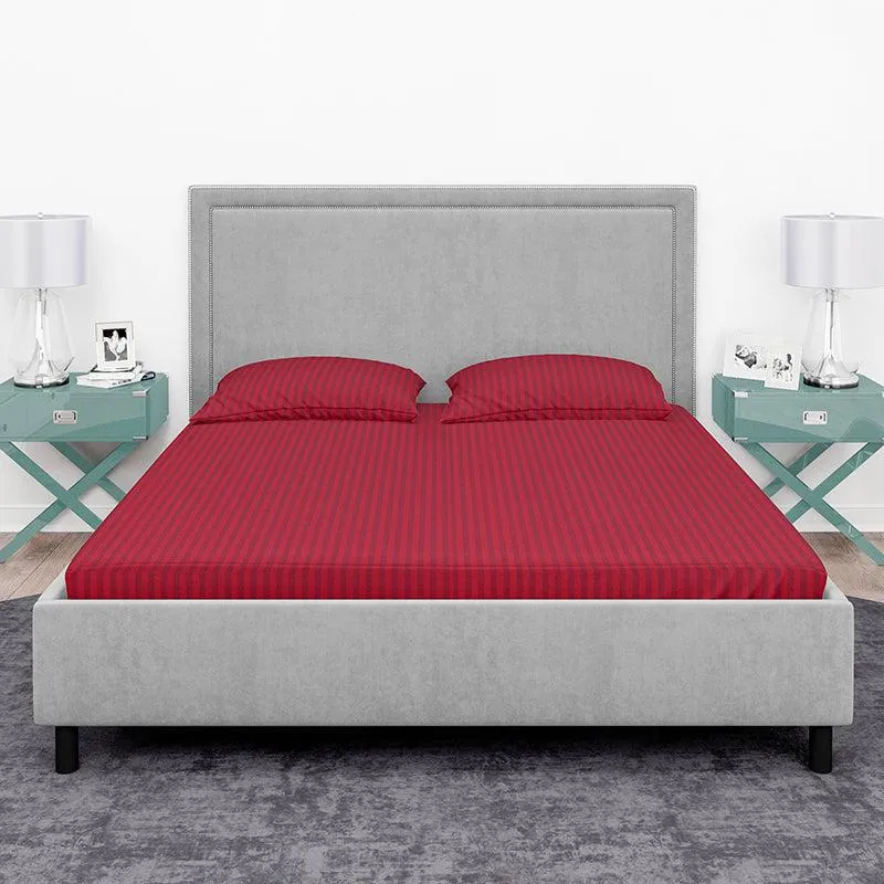 Chic Lines Geometric Cotton Bedsheet (Maroon) - 210 TC media 3