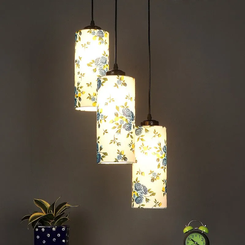 Cylentra Triple Metal Ceiling Lamp - White & Blue media 1