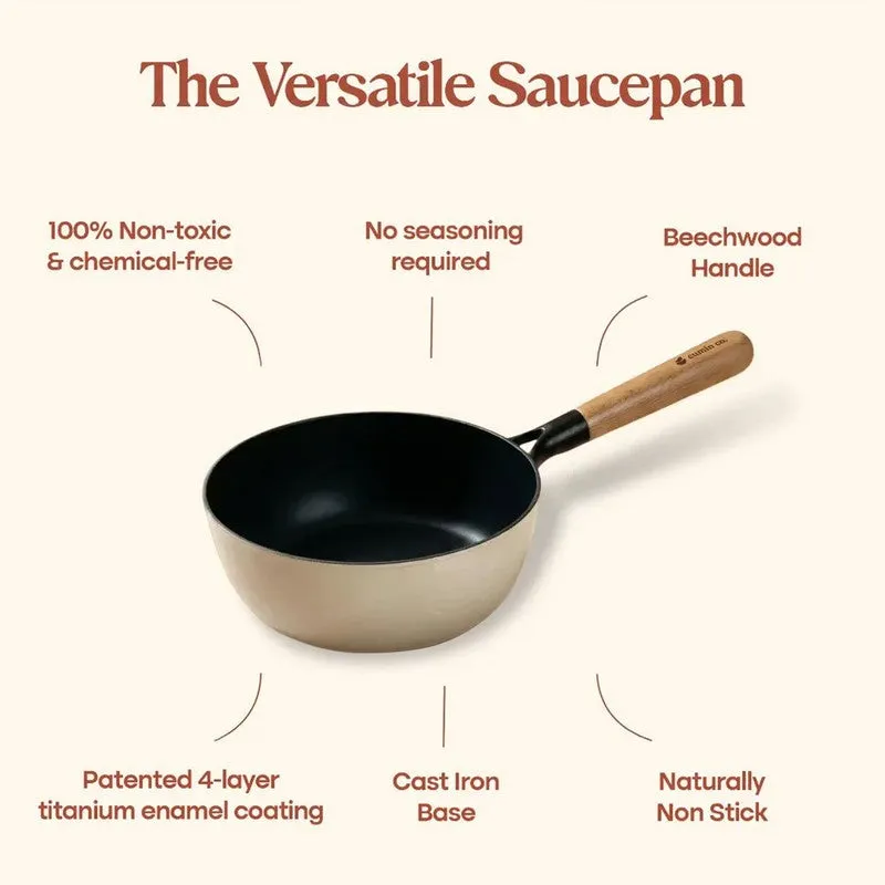 Cumin Co Enamel Cast Iron Sauce Pan (1500 mL) - White media 7
