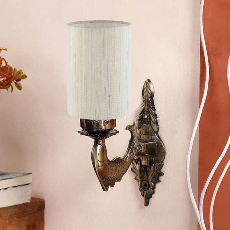 Ziada Stiva Cylindrical Fabric & Metal Wall Lamp - Off White media 3