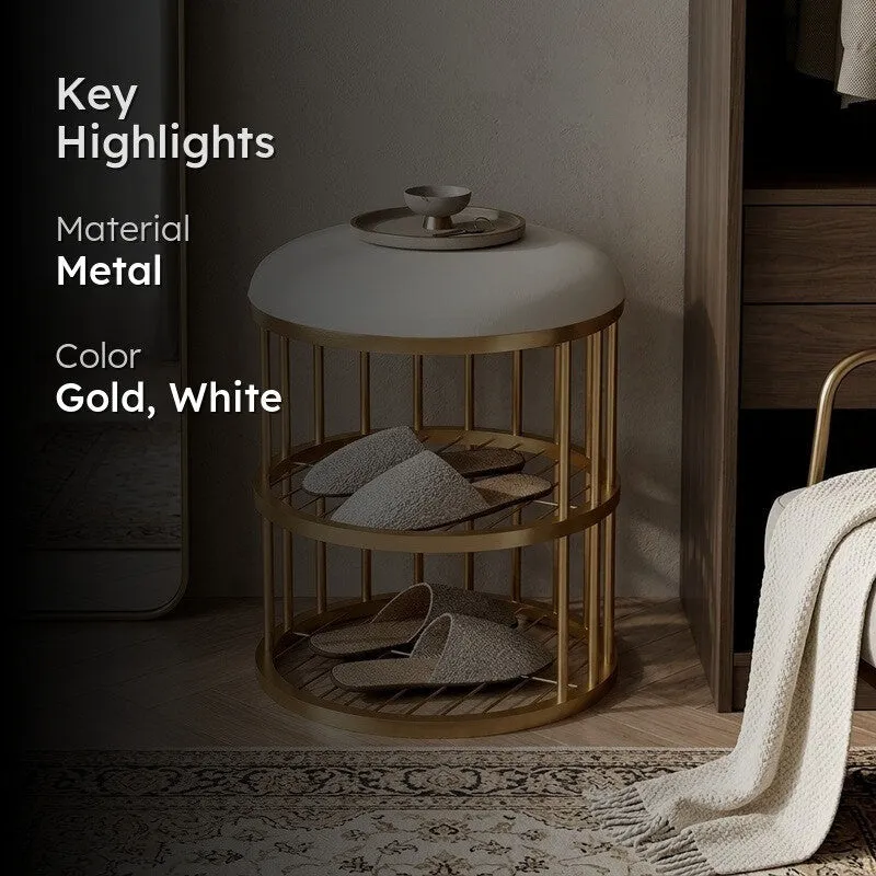 Minimal Metal Shoe Rack - Gold,White media 2