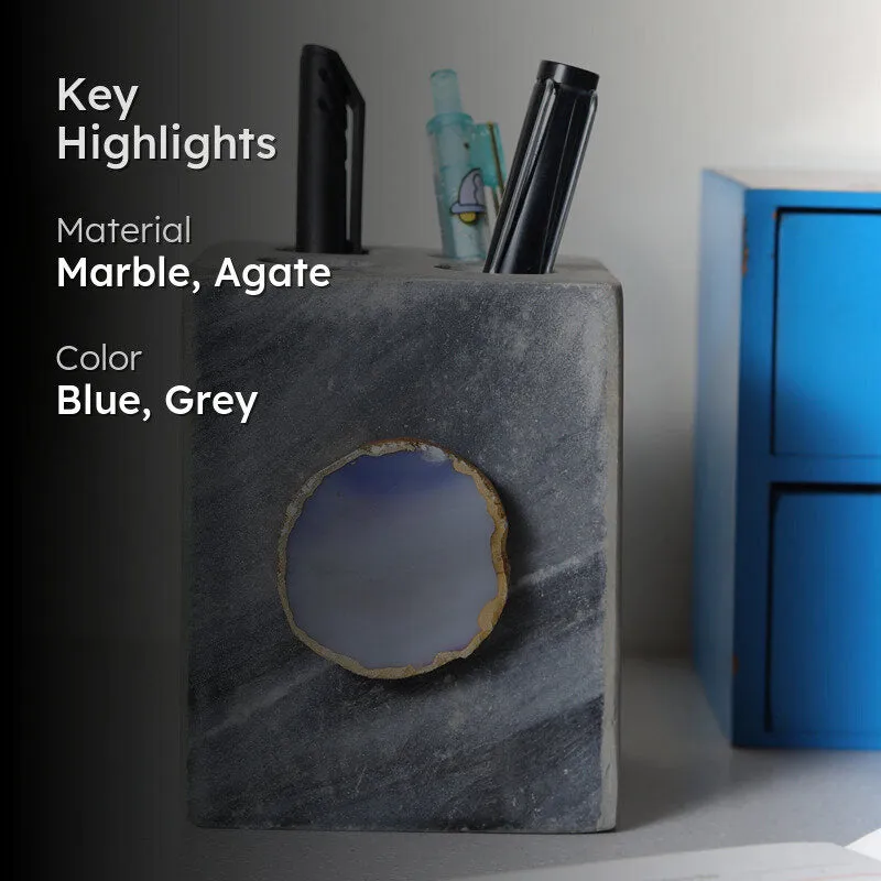 Neiro Marble & Agate Stationary Holder - Blue media 2