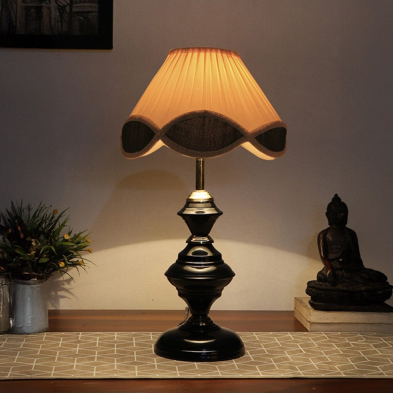 Auralyne Cotton Table Lamp With Iron Base - Ivory