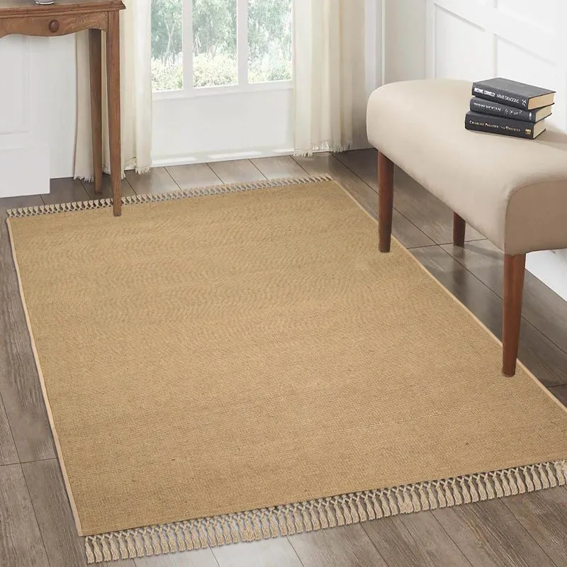 Saral Home Santra Anti-Slip Jute Cotton Area Rug with Fringe media 3
