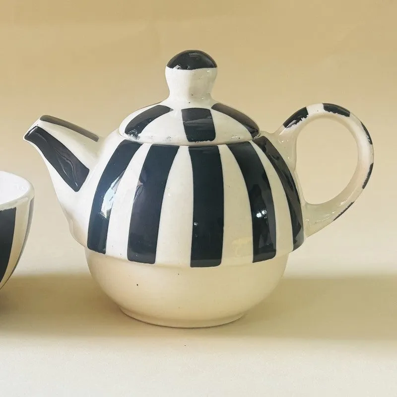 Striped Ceramic Tea Pot & Cup media 6