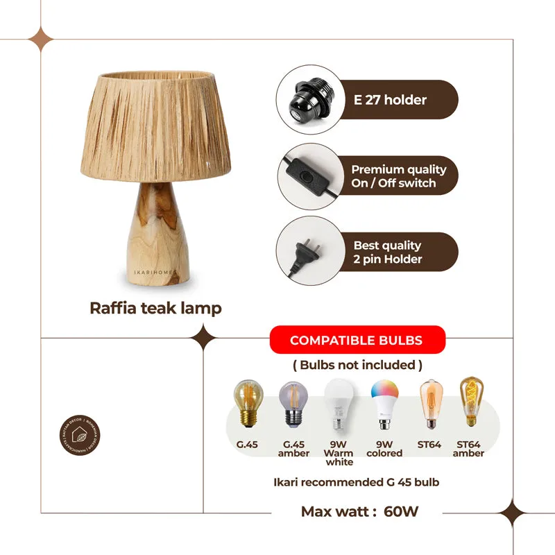 RaffLit Rattan Mango Wood Table Lamp - Beige media 8