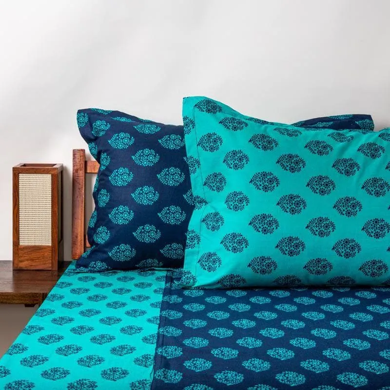 Swayam Rajastha Cotton Bedsheet (Tuquoise) - 180 TC media 5