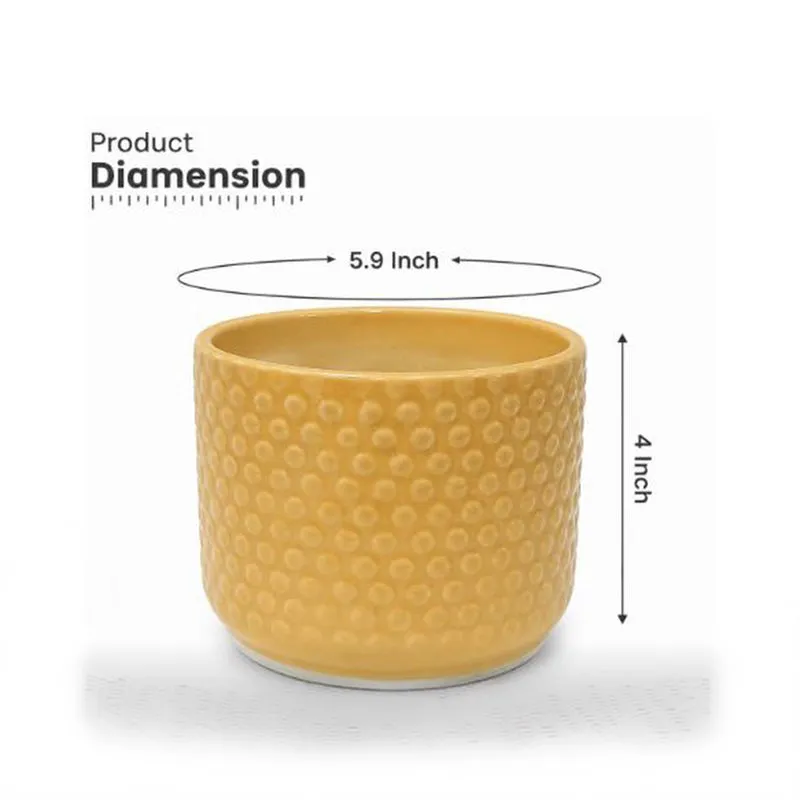 Nordic Bubble Ceramic Planter (Yellow) - Set of Two media 4